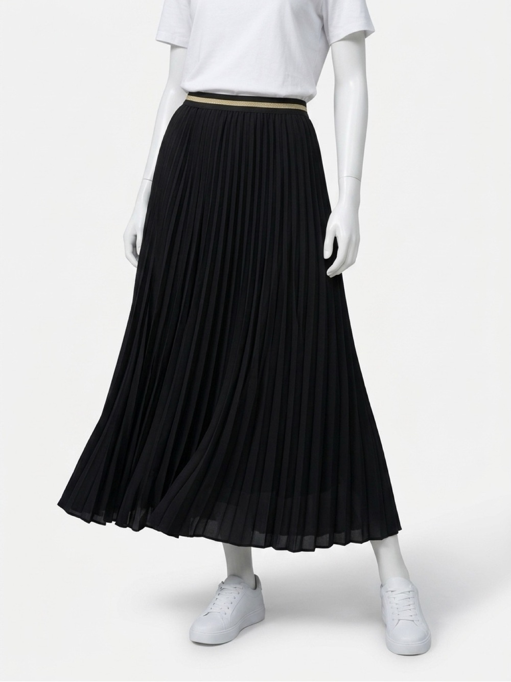 aerie Black Pleated Maxi Skirt